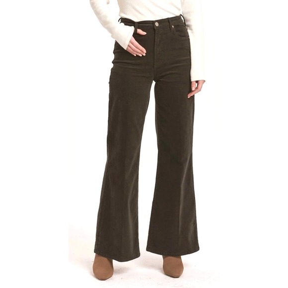Dear John Denim - Dear John Women's Fiona Wide Leg High Rise Flare Corduroy Pants - Pine - 24